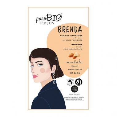 Brenda<br /> Maschera viso Mandorla in crema<br />per Pelle Secca<br /> con<br /> Acido Ialuronico - PuroBio Cosmetics